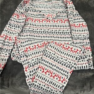 Festive Red and Black Patterned Pajama Set